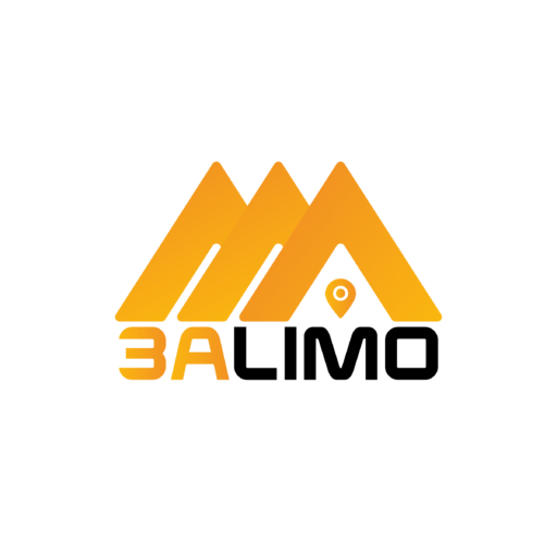 3A Limo Services logo featuring a stylized orange '3A' with a location pin incorporated into the design, set against a black background